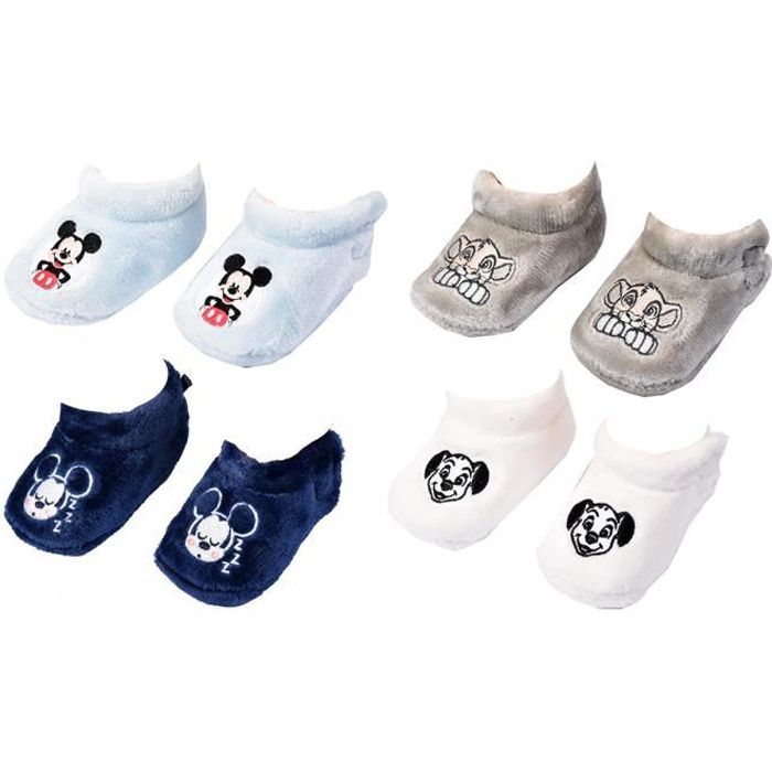 Bebeboutik Chaussons bebe LICENCE Fantaisie OZABI Pack de 4 Chaussons MICKEY And Co Bleu Mixte