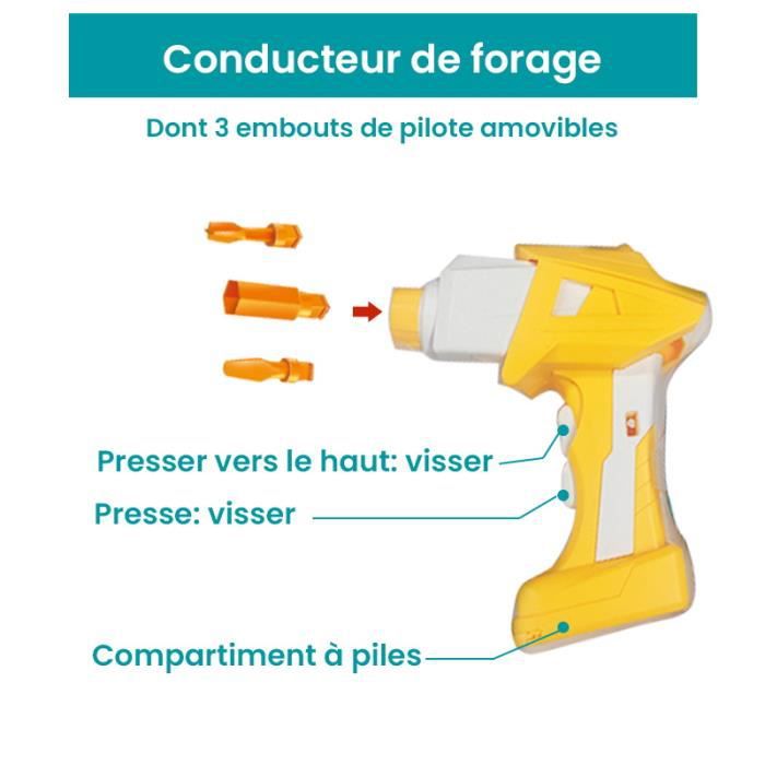 Jouets de puzzle 3D pour enfants, vis, écrou, outil de jeu de simulation,  perceuse, démontage, assemblage, enfants, garçon