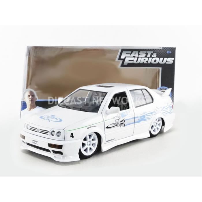Voiture Miniature de Collection - JADA TOYS 1/24 - VOLKSWAGEN Jetta A3 -  Fast And Furious - 1995 - White / Blue - 99591W