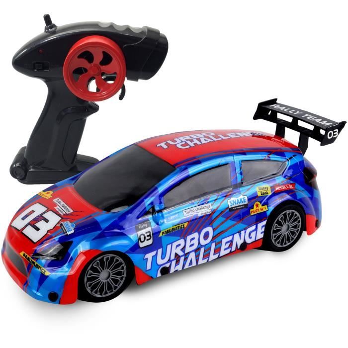 Voiture radiocommandé Turbo Challenge 4X4 Drifting en PVC Bleu - Voiture  télécommandée