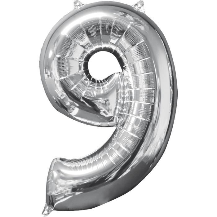 ballon anniversaire 57 cm , ballon chiffre 9 se gonfle à l'air ou hélium , ballon
