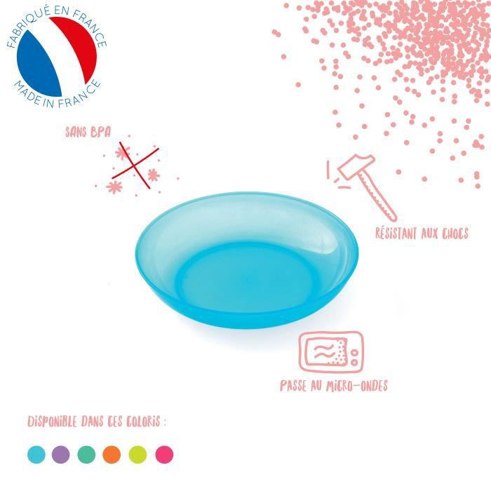 Mill'O Bébé - assiette micro-ondable compartimentée - Polypropylene,  fabriquée en France - résistante aux chocs - Orange transl