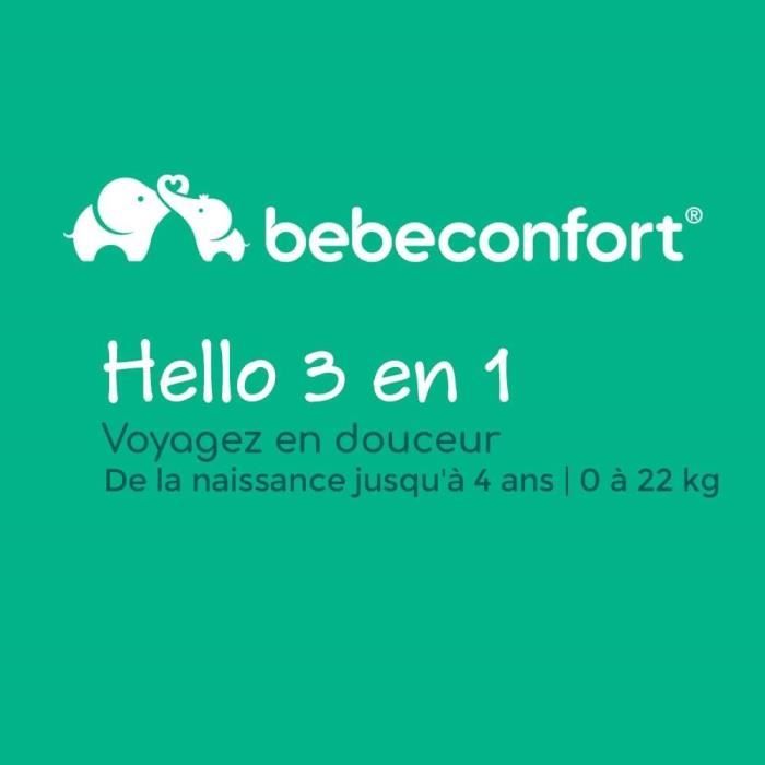BEBECONFORT Poussette 3 en 1 Hello, avec nacelle intégrée + Siège auto Gr0  Cosi, 4 roues, Black Chic, naissance à 22kg (0-3 ans)