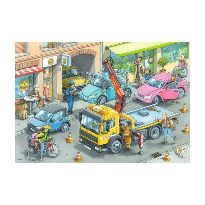 Puzzle pour enfants - RAVENSBURGER - Camion poubelle et dépanneuse - 2x24  pièces - Multicolore
