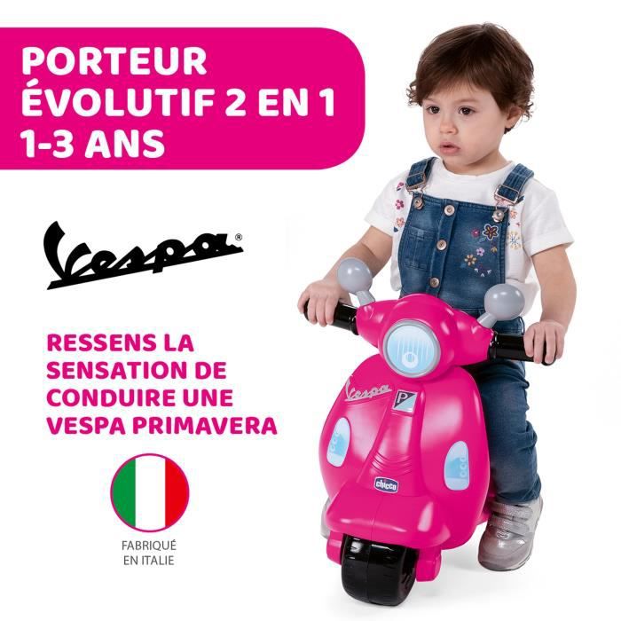 Bebeboutik Porteur Scooter Vespa Primavera Rose Sons et Lumieres CHICCO