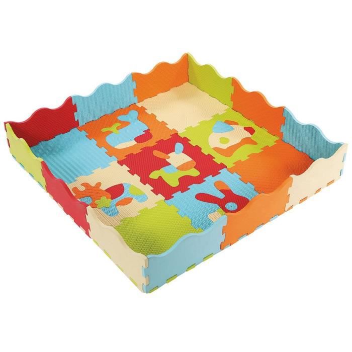 Tapis de Sol pour Bébé - Puzzle Géant aux Motifs Animaux - Lot de 36 Dalles  en Mousse Multicolores Tapis de Jeu