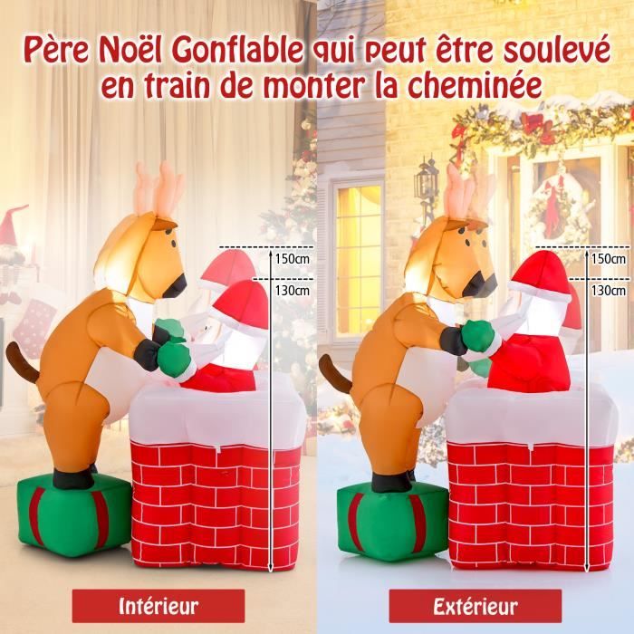 Décoration d'extérieur Cadeau avec Père Noël animé (150cm