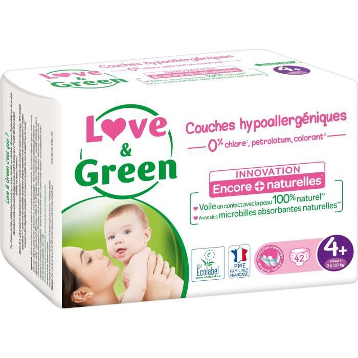 Love & Green Pure Nature Couches Écologiques non Blanchies Taille 2 35  pièces