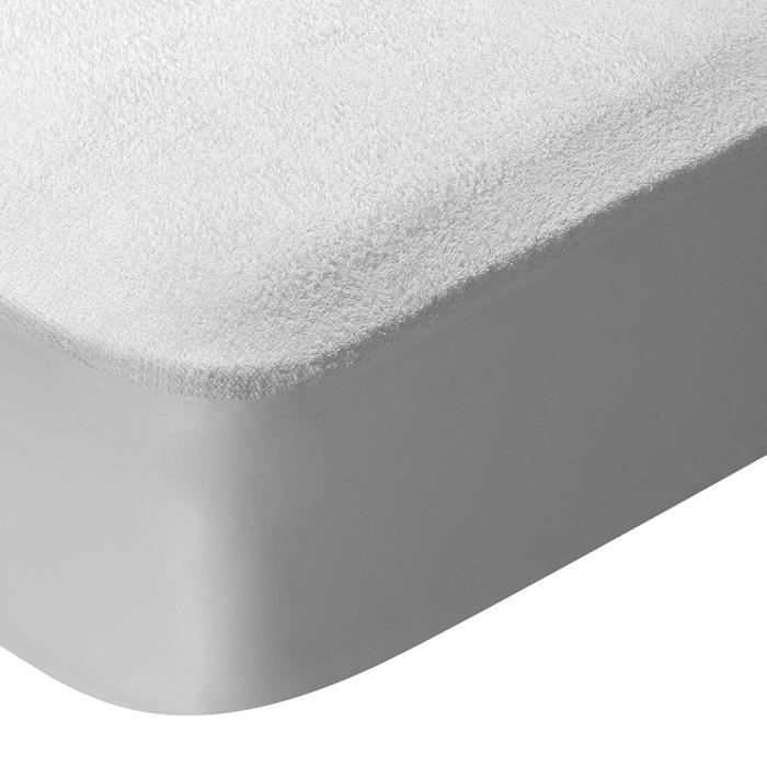 2x Protège-matelas étanche 200x200 - Drap housse éponge - Anti-bactérien -  Elastique