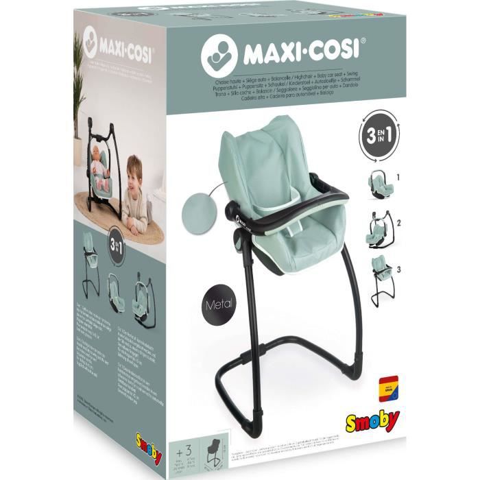 Chaise Haute 3 en 1 pour poupée Gris Smoby Maxi-COSI - 2…