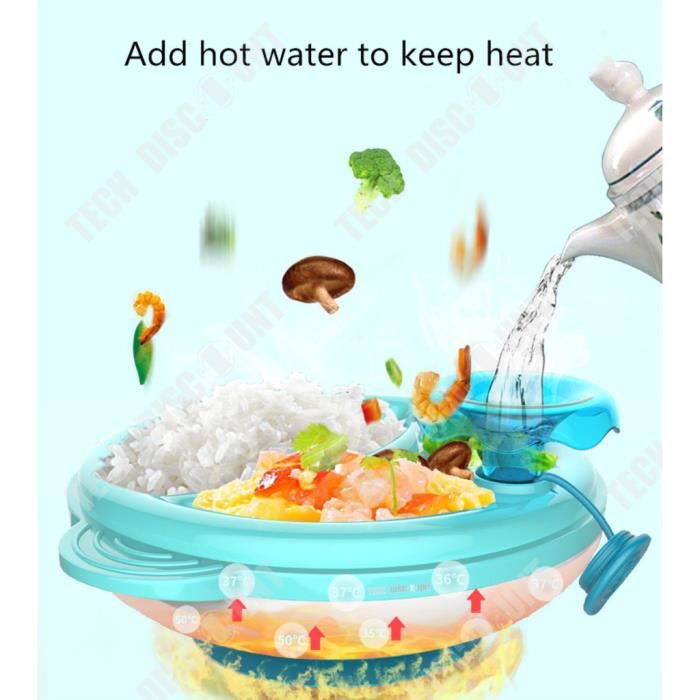 TD® Assiette chauffante bebe antidérapante eau chaude silicone 6