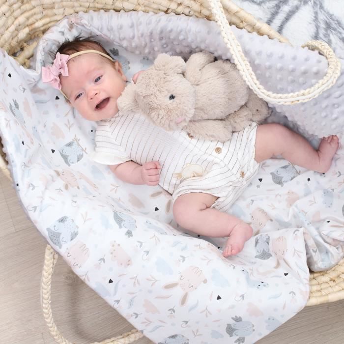 IL BAMBINI Couverture lit bébé Minky Luna - Couverture Bébé - 100 cm x 150  cm - Rose & Wit