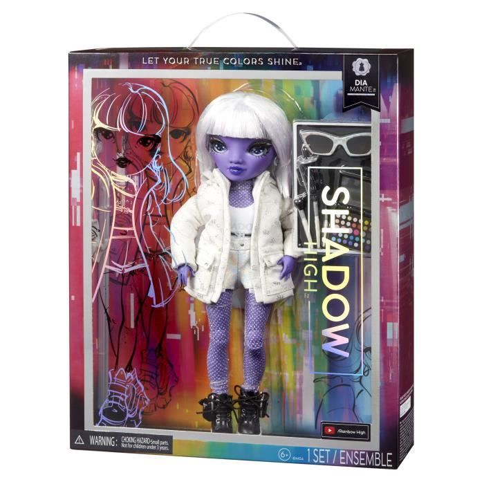 Rainbow High S3 Shadow High - Poupée 27 cm Dia Mante (Violet) - 1 tenue +  accessoires et support pour poupée