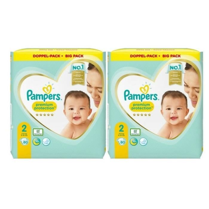 Pampers Premium Protection Taille 2, 4kg-8kg 160 Couches