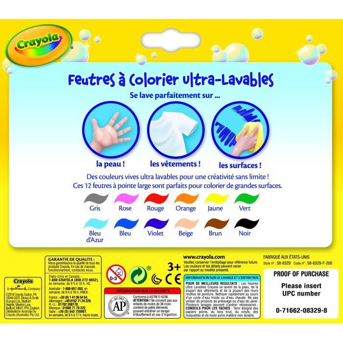 Feutres Coloriage Enfants Ultra-Lavables (3 ans et plus), Boîte de