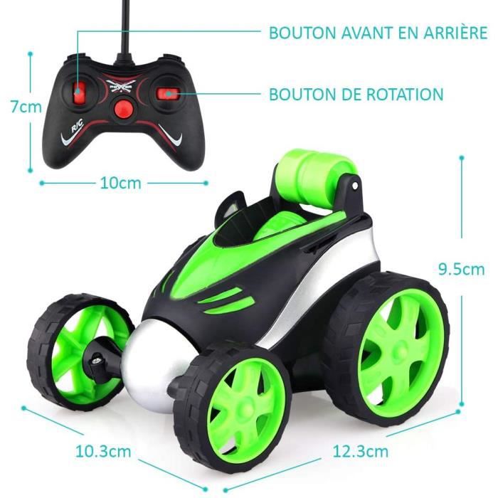 INSYOO Acrobatie de voiture télécommandée - Deux couleurs - Rotation à 360°  - Induction - Jouet RC rotatif - Cadeau pour enfants (vert) : :  Jeux et Jouets