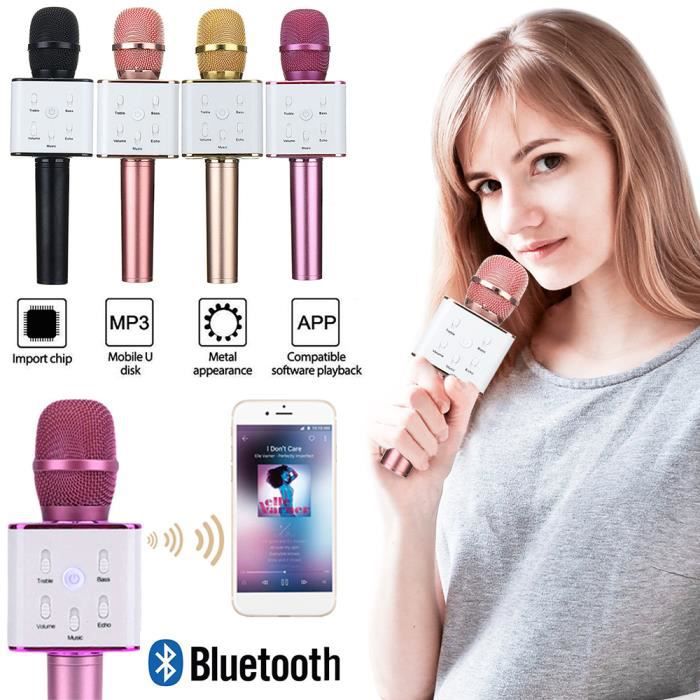 Microphone karaoké Bluetooth sans fil à condensateur pour enfants, système  domestique, téléphone portable, chant, micro mobile