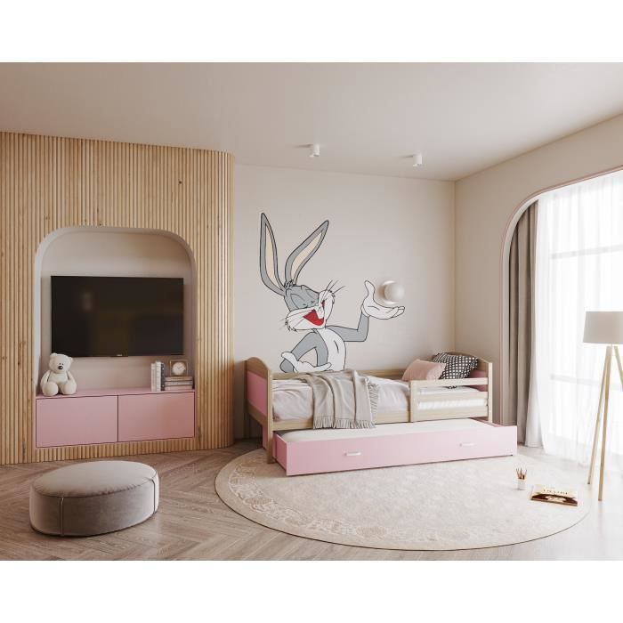 Bebeboutik Lit Gigogne Enfant Mateo X Pin Rose Avec Tiroir Et Matelas Offerts