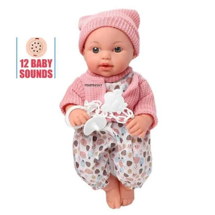 Poupon Poupee bebe 12 pouces interactive silicone Doll nouveau-ne