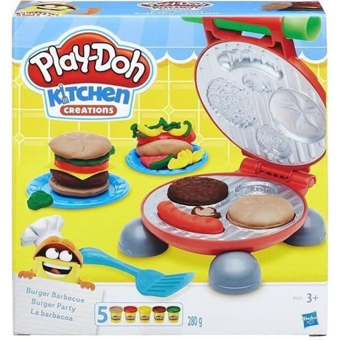 Set pâtes à modeler - PLAYDOH - Burger Party - Accessoires pour créer des  hamburgers et hot-dogs - Dès 3 ans