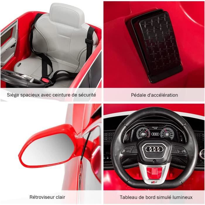 COSTWAY Audi Voiture Électrique 12 V pour Enfants 2 Moteurs, Vitesse Max 5  km/h，Télécommande