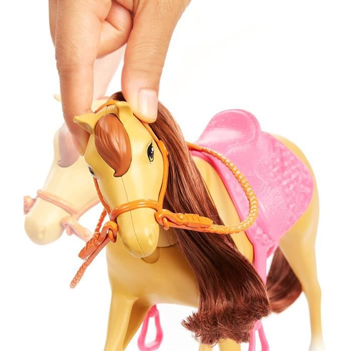 Barbie - coffret toilettage chevaux avec poupée barbie 2 chevaux