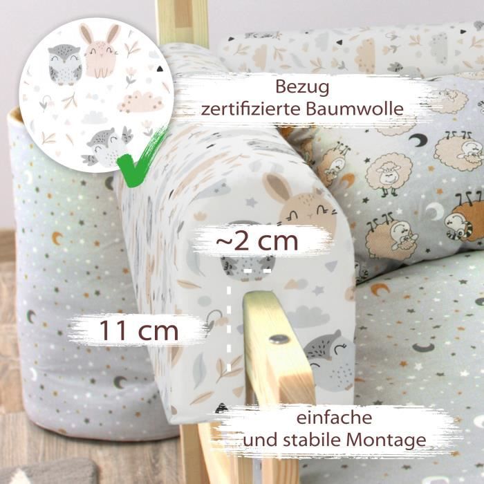 Tour de lit Bebe Protection Enfant 70 cm - Contour de lit bébé Complet  Respirant protège-lit