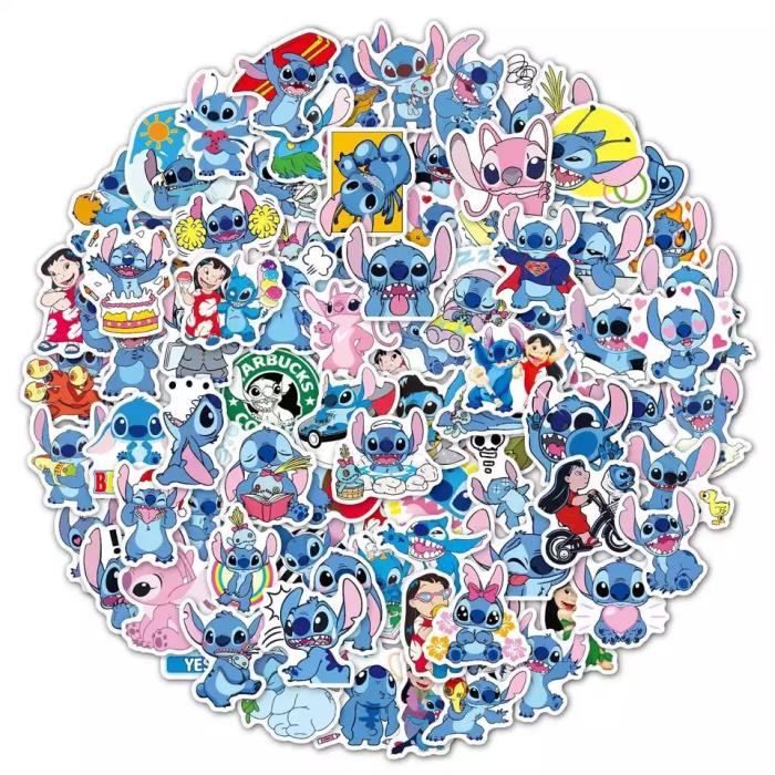 lot anniversaire fete stitch kawaii bleu nappe ballon stickers