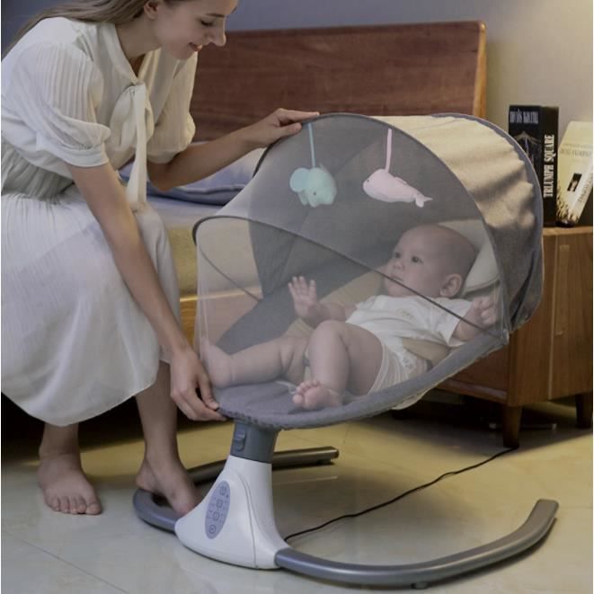 LEXLIFE Balancelle bébé électrique avec télécommande, 5 gammes d