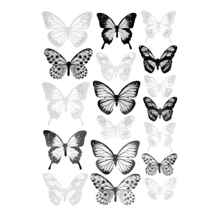 18x Papillons décoratifs 3D - Multicolore