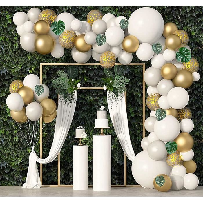 Arche de ballons organiques noir blanc et doré chromé thème Noël