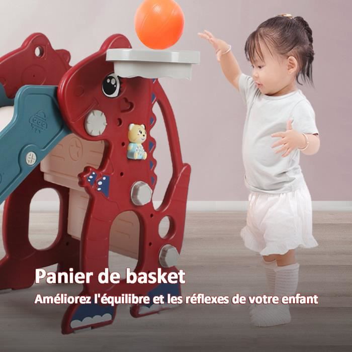 Toboggan d'intérieur avec panier et boule 2 en 1 pour bébé, jouet d' intérieur pliable