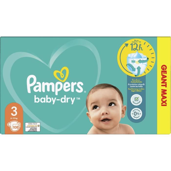 Pampers - 4x37 Couches Baby Dry Taille 2, Pampers