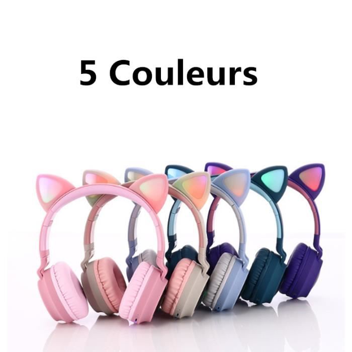 Casque Audio Enfant Bluetooth Avec Lumières Led Multicolores