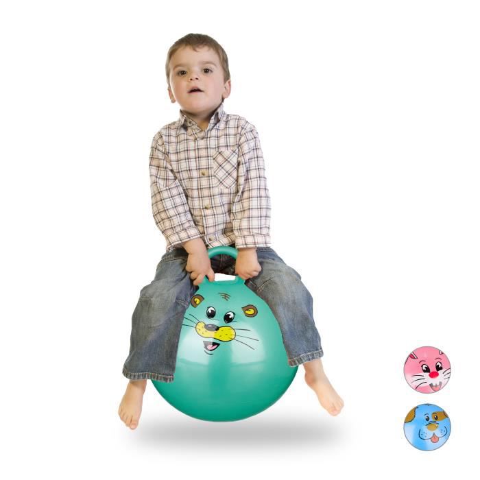 Relaxdays Cheval ballon sauteur cheval avec pompe gonflable jouet jeux  enfant animaux 50 kg sans BPA, rouge