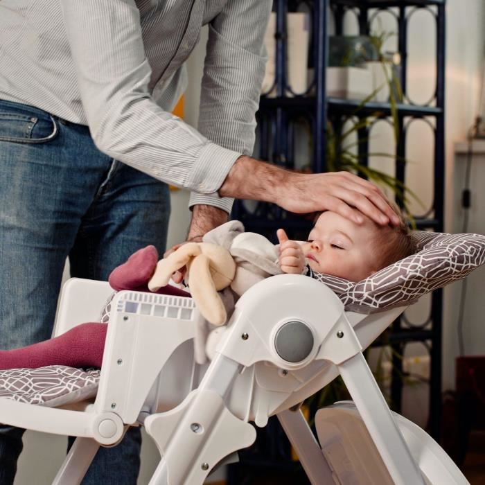 Bambisol Chaise Haute Bébé Pliable Fixe | Ultra Compacte et Légère,  Tablette Amovible Réglable | Grise