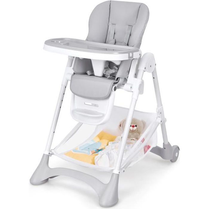 Chaise haute pliable Ultra compacte – Hauteur réglable, plateau amovible –  Siège bébé