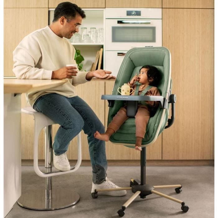 MAXI COSI Kit repas pour transat Alba, chaise haute bébé avec tablette +  housse de protection Beyond Green, de 6 mois à 3 ans