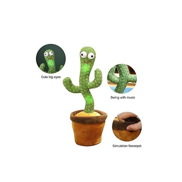 Cactus Dansant,Jouet Cactus Enfants Qui Peut Chanter et Danser,Répéter Le  Toys Cactus Parlant,Cadeaux en Peluche Cactus pour bébé