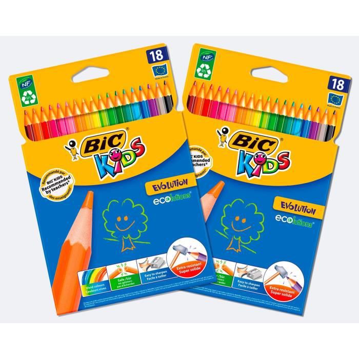 BIC Boîte métal de 12 crayons de couleur Evolution