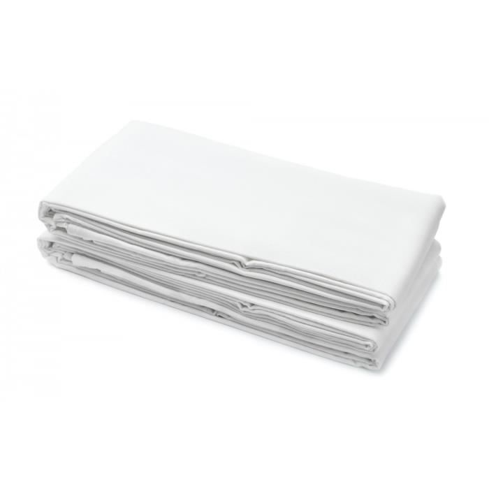 Drap plat coton uni BLANC ROMAN-2