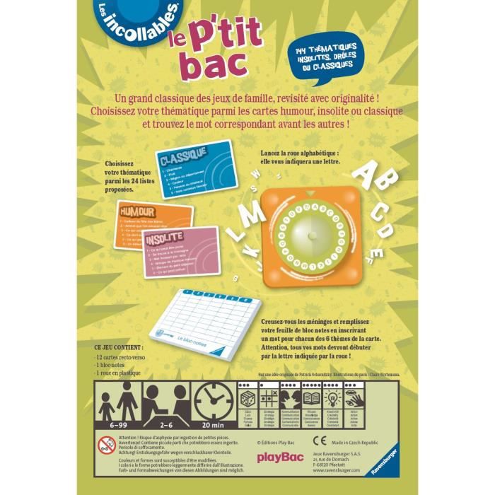 Les incollables le p'tit bac - ravensburger - jeu de société enfants - petit  bac revisité original et fun - des 6 ans - La Poste