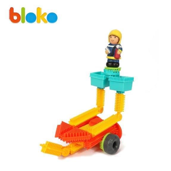 Jouet de construction - BLOKO - Coffret de 150 avec 2 Plaques de jeu et 2  Figurines Famille