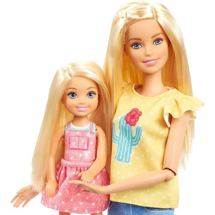 Barbie Famille coffret Amies des Animaux, poupée et mini-poupée Chelsea,  cheval, poney, chiot et accessoires